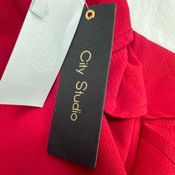 City Studio Plus Size Cold-Shoulder Ruffle-Trim Dress Size 20W - Picture 8 of 13